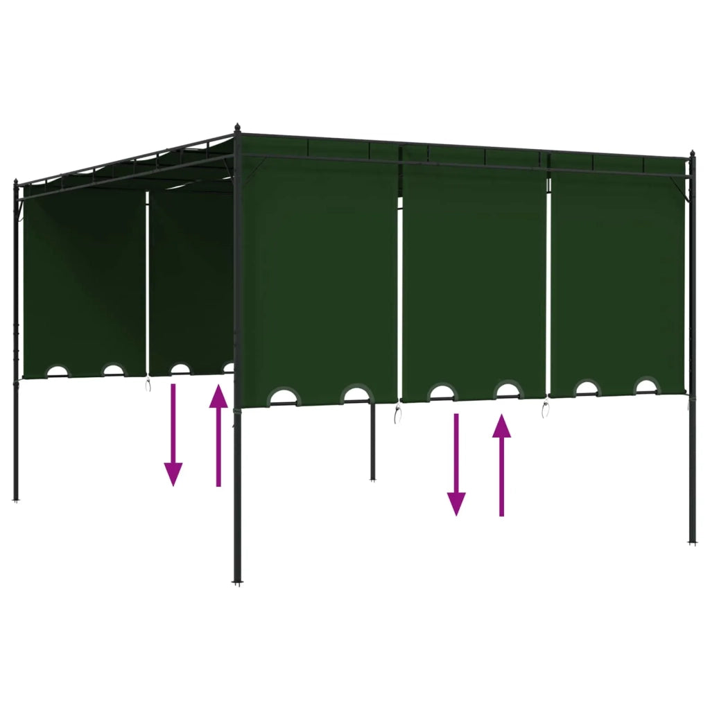 Gazebo 4 x 3 x 2,3 m Verde Poliestere e Acciaio 42030539