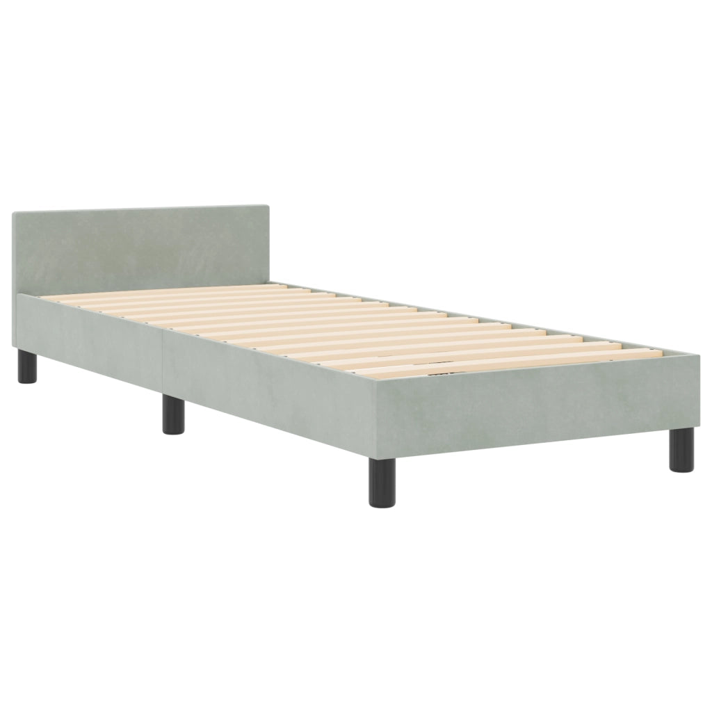 Struttura Letto in Velluto Grigio Chiaro 80x200 cm