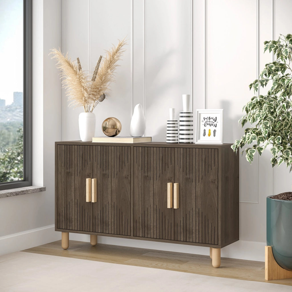 Credenza in legno "Roger" - 120 x 30 x 74 cm - Marrone