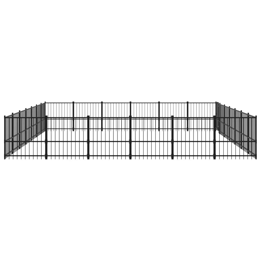 Gabbia per cuccia recinto per animali da esterno per cani in acciaio 39,52 m² nero 02_0041846