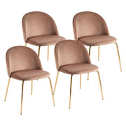 SET 4 SEDIE IN VELLUTO MARRONE CON PIEDI IN METALLO COLOR ORO MISURE: 42X53,5X86,5/47 CM