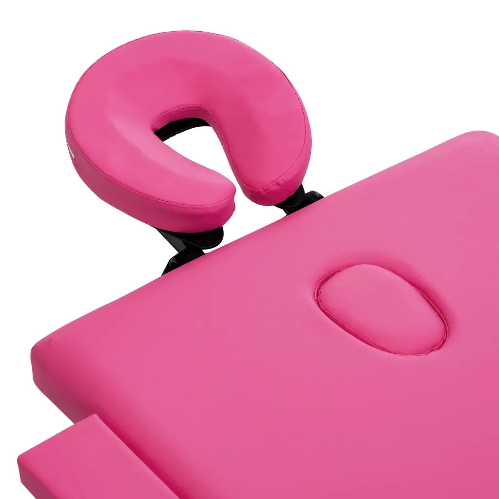 Lettino da Massaggio a 2 Sezioni in Alluminio Rosa 110194