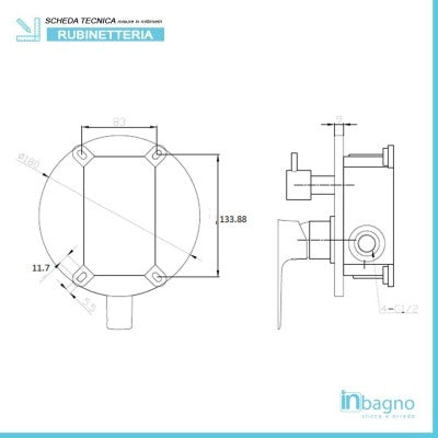 Set doccia cromo braccio 40 cm + soffione 20 cm + miscelatore e kit doccia Flat