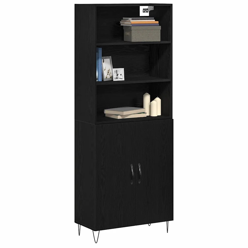 Credenza 2 pz | Madia | Buffet da pranzo | Armadio da pranzo Rovere Nero Legno multistrato