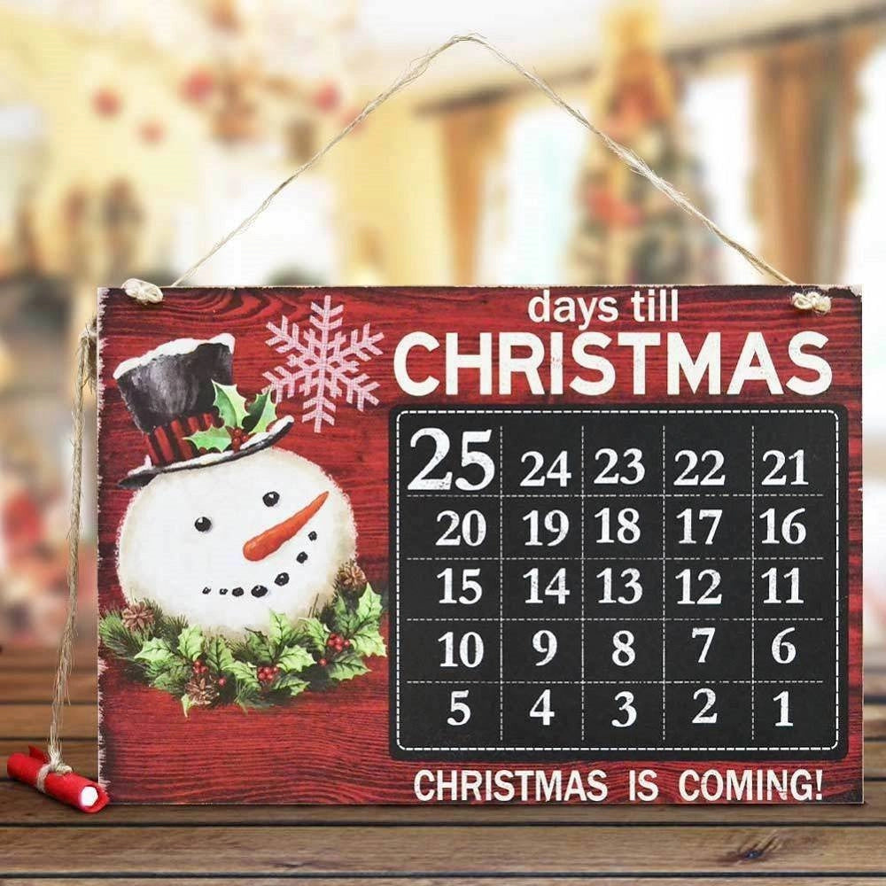 Trade Shop - Calendario Avvento Lavagna Con Gessetto In Legno 3 Modelli Decorazioni Natalizie -