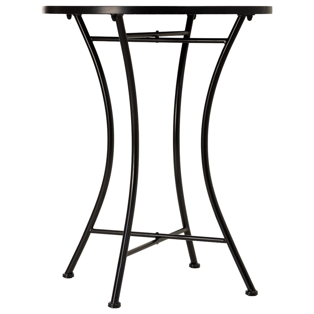 Set tavolo e 2 sedie in mosaico e ferro battuto nero, tavolo: P60x75h - sedia/e: P38x46-90h