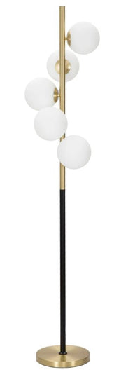 Lampada da Terra Glamy Dark Ø30x160 cm in Ferro e Vetro Oro, Nero e Bianco