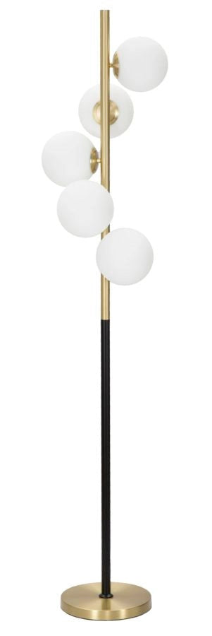 Lampada da Terra Glamy Dark Ø30x160 cm in Ferro e Vetro Oro, Nero e Bianco
