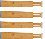 Sistema di apertura della porta in bambù naturale, Divisori per vano porta regolabili (43-56 cm), Organizzatore per cucina, Sistema di separazione a molla, Divisori per vano porta per bagno, camera da letto, comodino e ufficio, set da 4 pezzi.