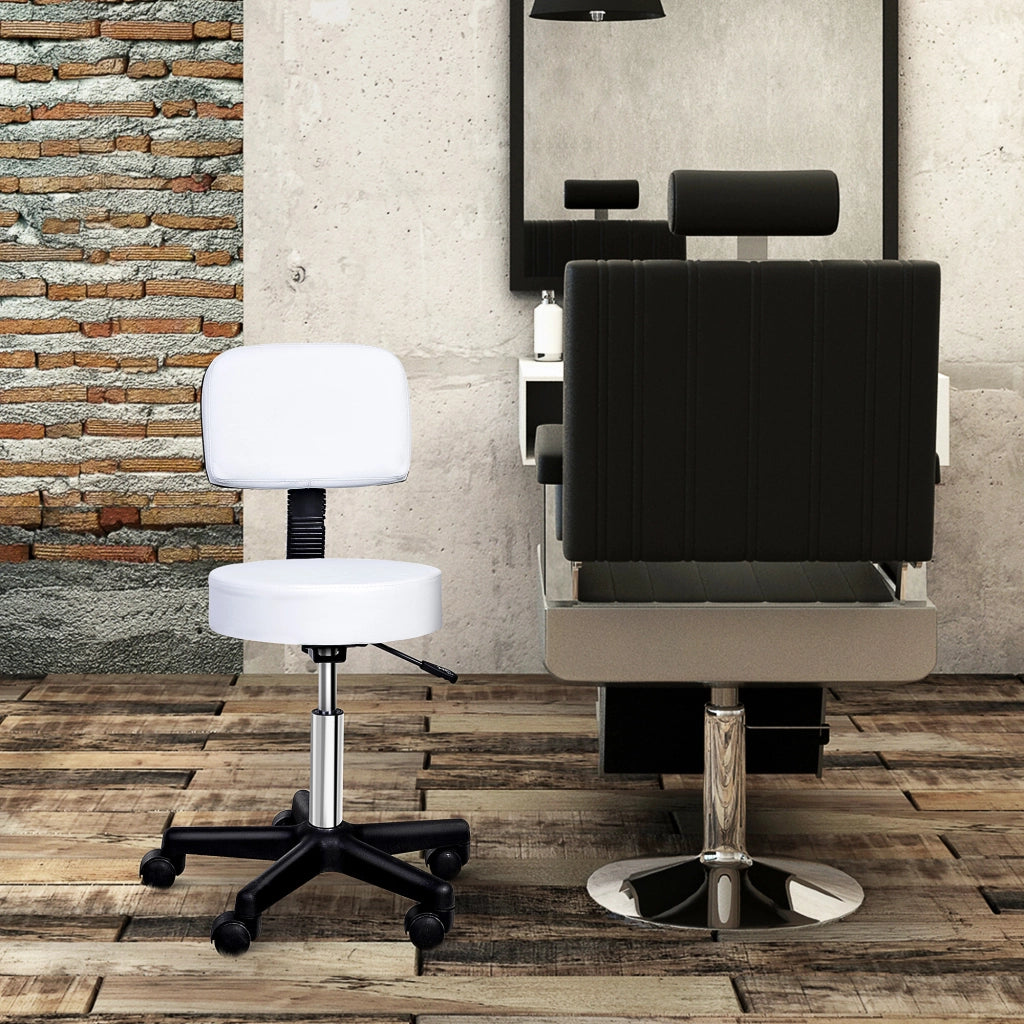 Chaise de bureau girevole con schienale e altezza regolabile, seduta imbottita in pelle sintetica bianco