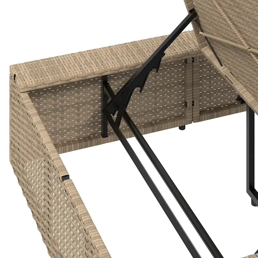 Lettino Prendisole | Sdraio da giardino | Lettino da sole con Cuscino Galleggiante Beige in Polyrattan