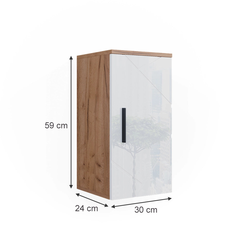 Mobile bagno Irma Bianco lucido/Rovere dorato 30 x 59 cm con ripiano Vicco