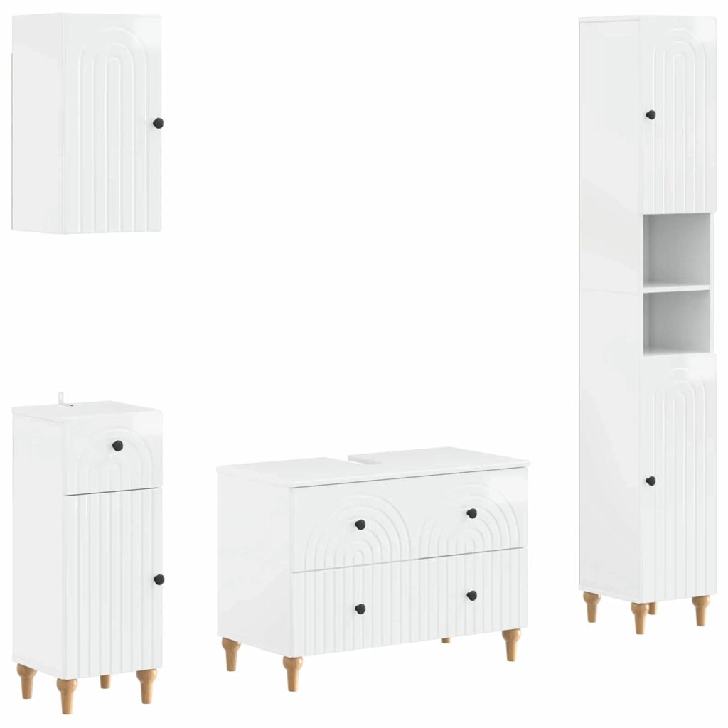 Set di Mobili da Bagno da 4 Pezzi ALKMAAR Bianco Lucido 3417913