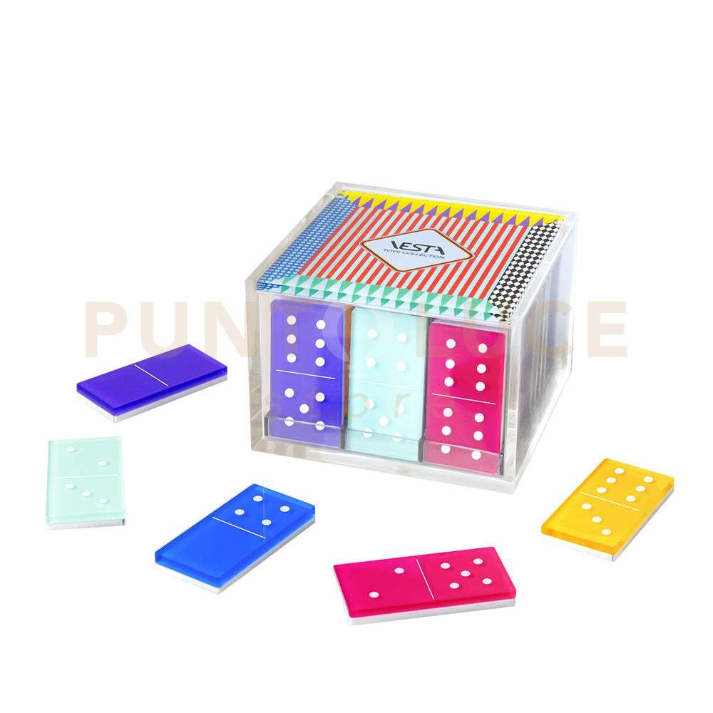 DOMINO GIOCO DA TAVOLO IN CRISTALLO ACRILICO COLORATO