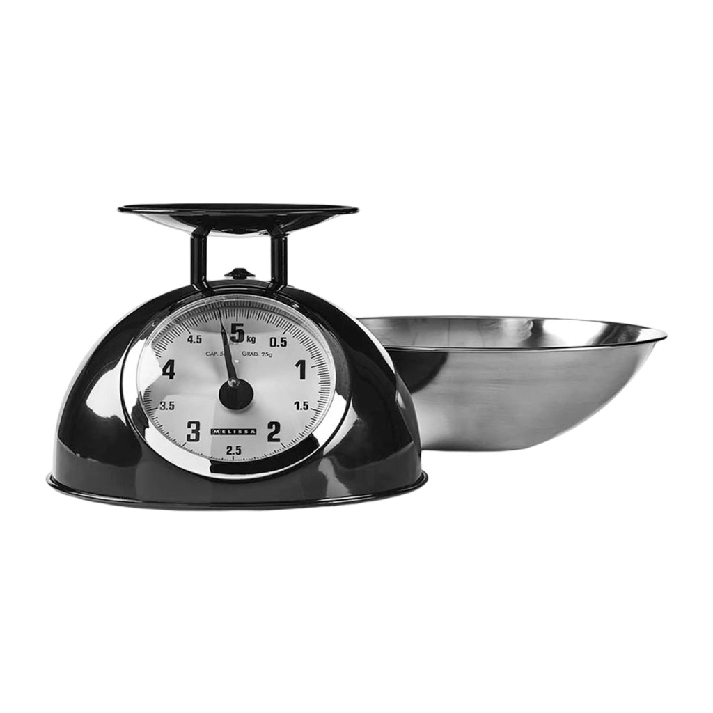 Bilancia da Cucina Retrò Analogica con Ciotola Inox 5Kg Max Nero MELISSA