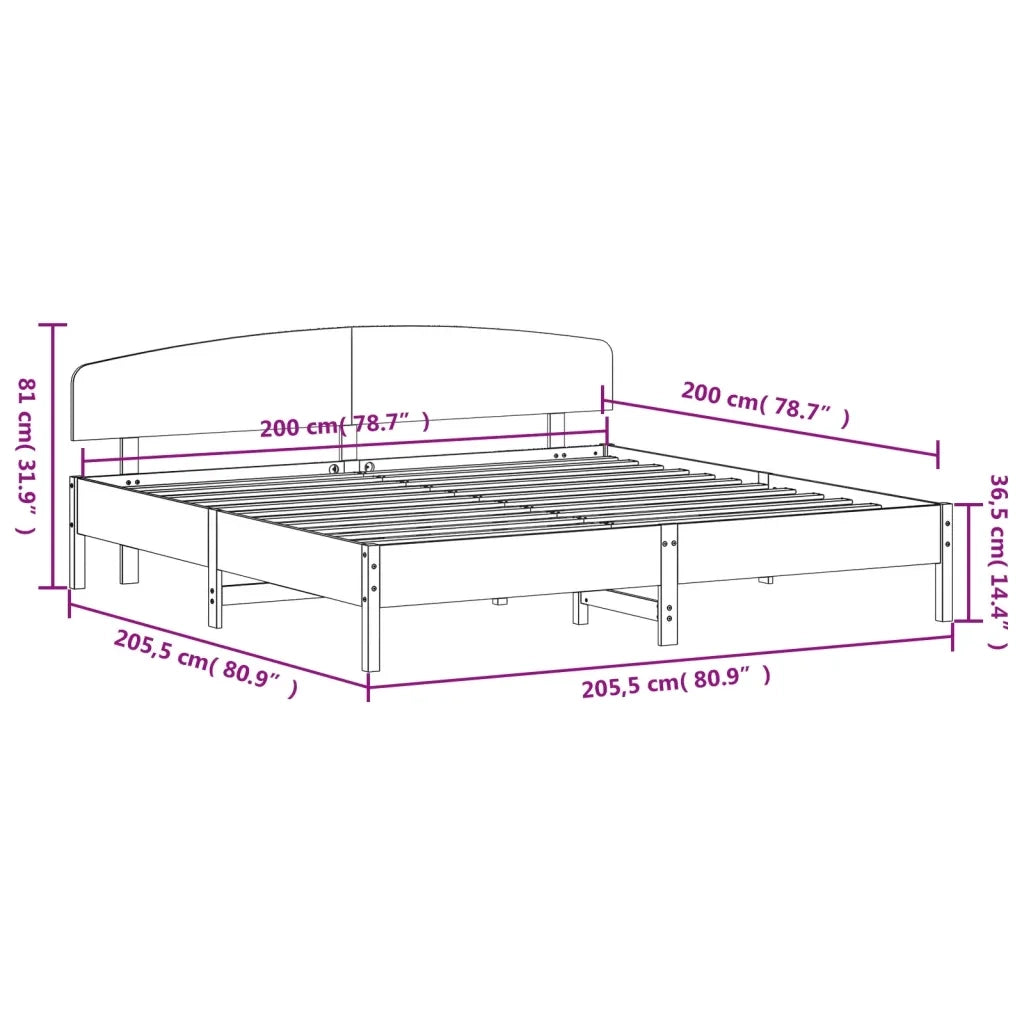 Giroletto senza Materasso Marrone Cera 200x200 cm Legno di Pino 3207196