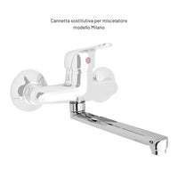 Canna dritta in ottone cromato per miscelatore a muro modello milano *** confezione 1