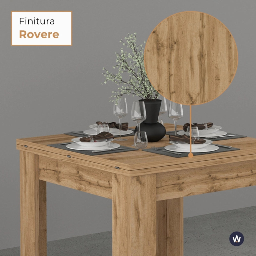 WHOUS Tavolo allungabile Jesi ideale per 6-8 persone colore rovere 90/180x90x75 cm