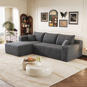 Divano angolare con seduta profonda e schiuma morbida ad alta elasticità in tessuto grigio scuro 241 × 151 × 58 cm