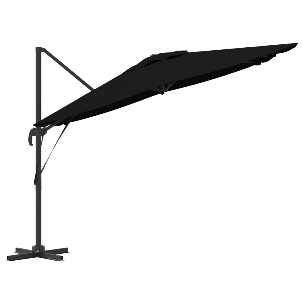 Ombrello a Sbalzo Roma Nero 286x285x265 cm Alluminio