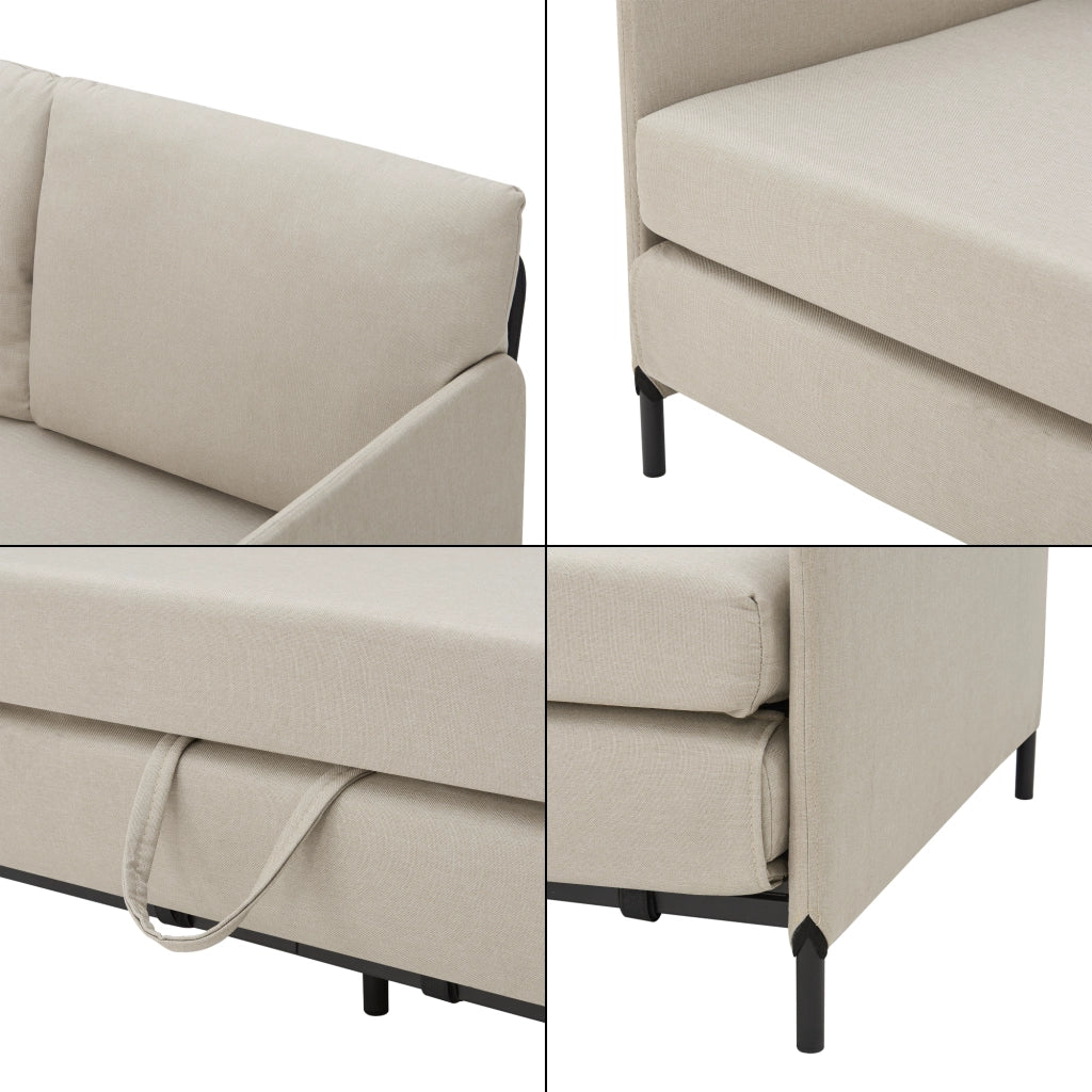 Divano Letto Estensibile Soini 1 Piazza e Mezza 120 x 186 cm Beige [en.casa]
