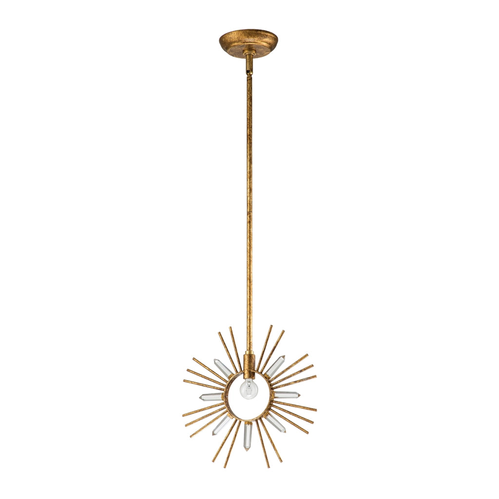 Lampada sospesa Sun King foglia oro cristallo K9 Ø30,5 E27