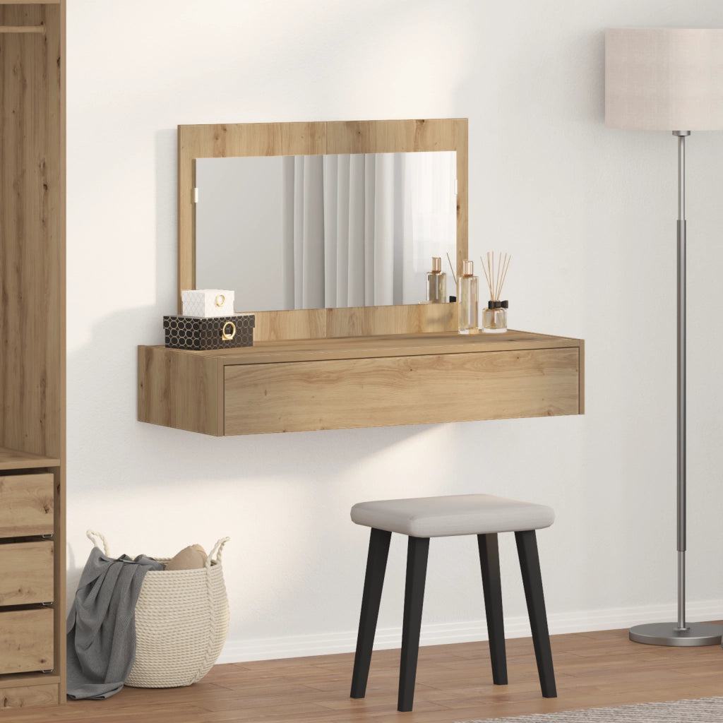Tavolo da Toeletta Appeso al Muro Rovere Artigianale 100x40x70 cm