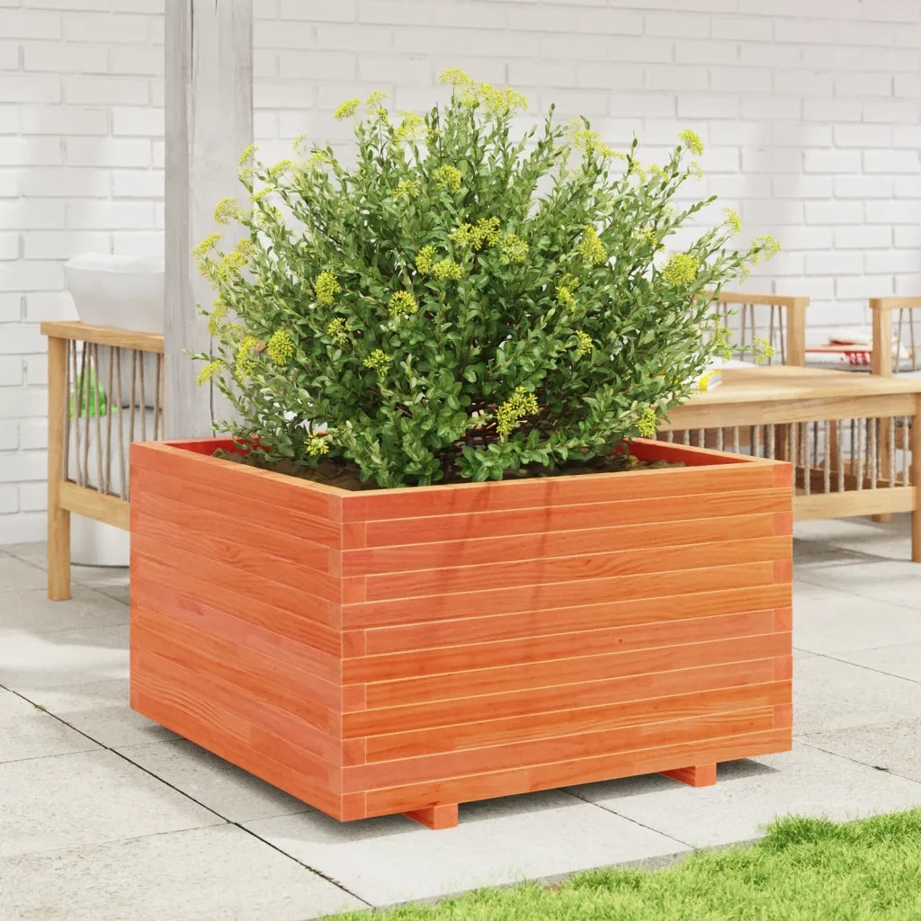Fioriera Giardino Marrone Cera 80x80x49,5cm Legno Massello Pino