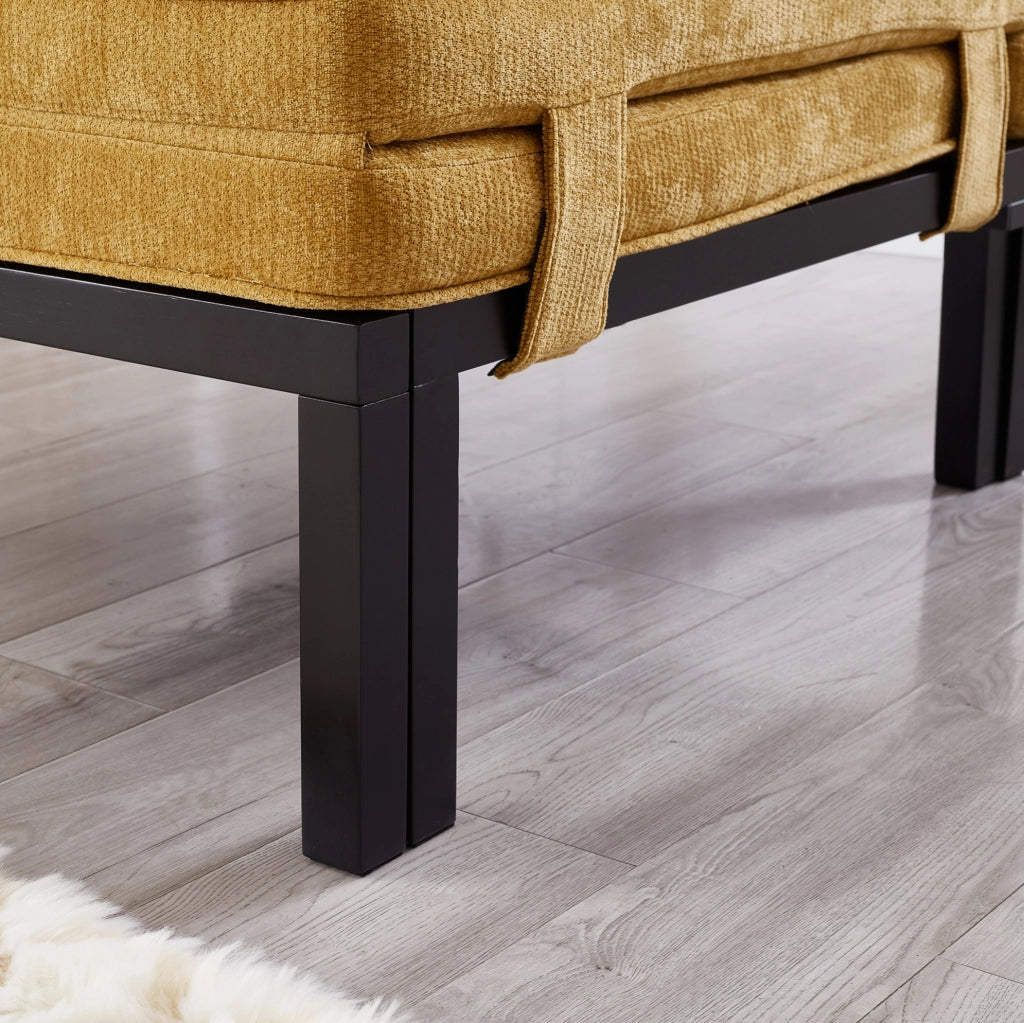 Poltrona letto pieghevole in velluto giallo con porta USB Type-C HOMVRA