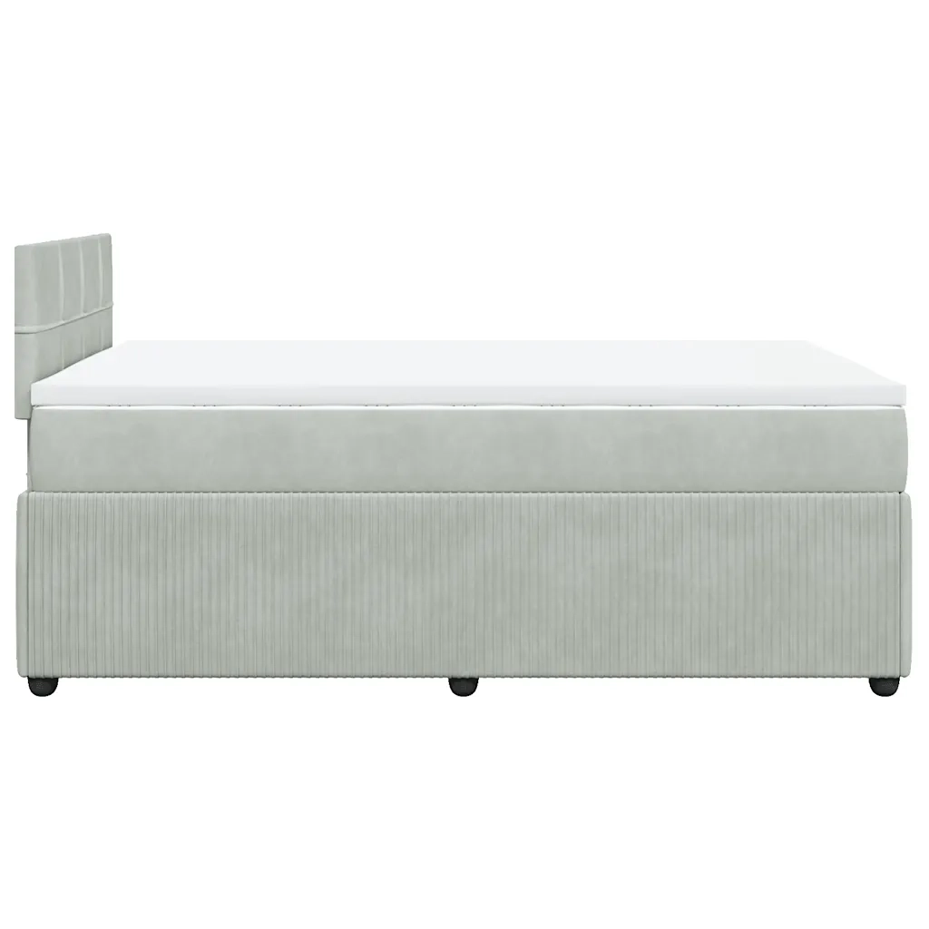 Giroletto a Molle con Materasso Grigio Chiaro 120x200cm Velluto