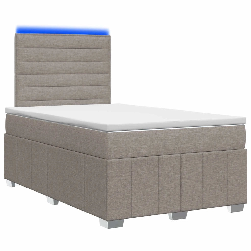 Letto Box Spring LED con Materasso Tortora 120 x 200 cm Tessuto 3455574