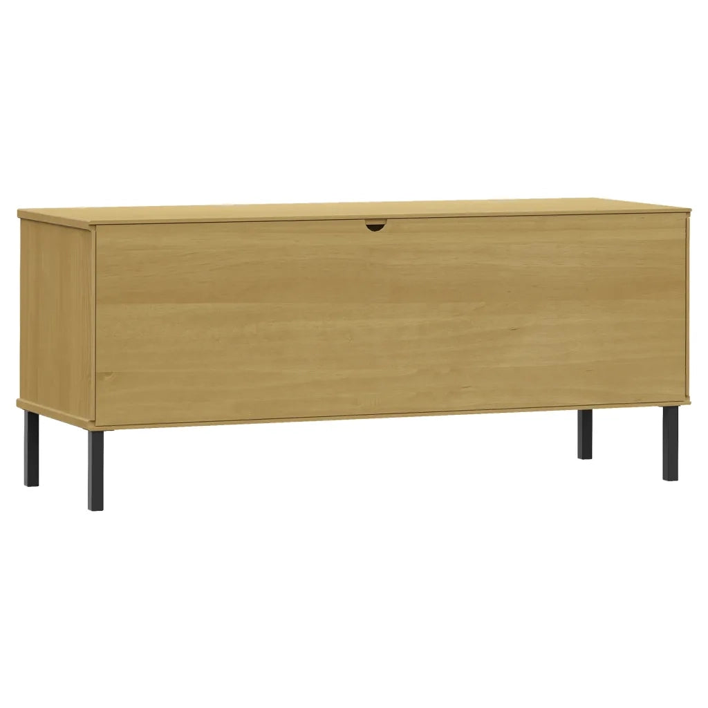 Scarpiera | Mobile per scarpe Gambe Metallo Marrone 106x35x45cm Legno Massello OSLO