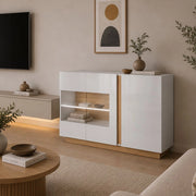 Madia Haka, Credenza 3 Ripiani, 138x40x91h cm Bianco Lucido
