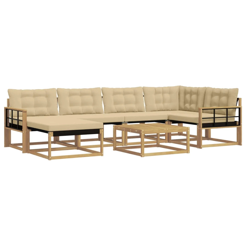 Set di divani da esterno 7 pcs Bianco e Beige 79 x 79 x 37 cm