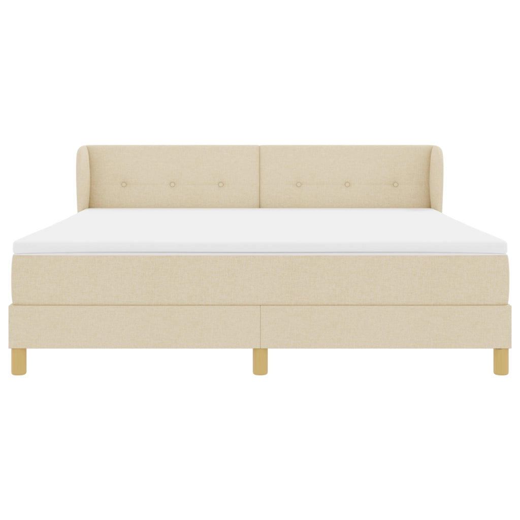 Letto Box Spring  con Materasso in Panna, 180x200 cm, Tessuto