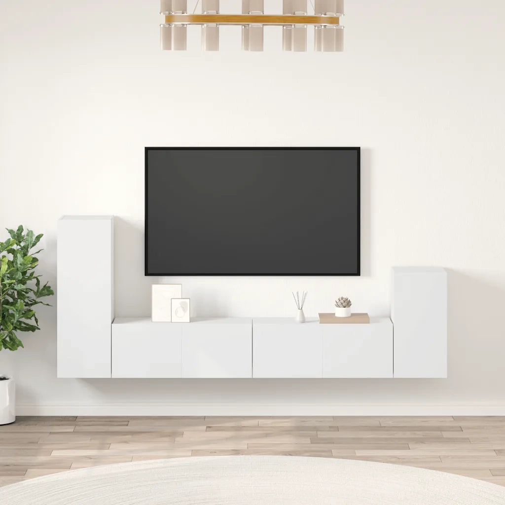 Set di Mobili Porta TV 4 pz Bianco in Legno Multistrato cod mxl 7032