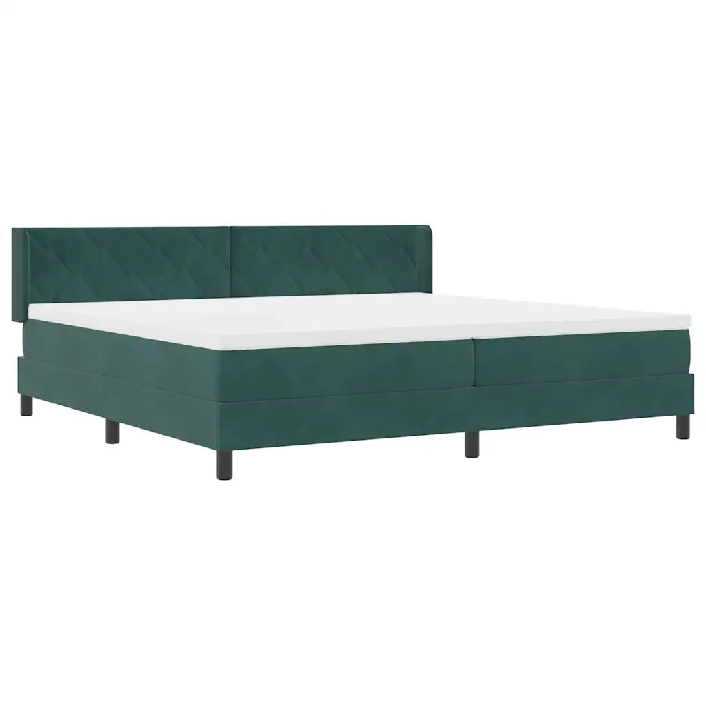Letto a molle con materasso Verde Scuro 200 x 200 cm Poliestere 3341543
