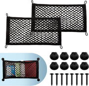 Set di reti per bagagliaio 55 x 25 cm, 2 pezzi, set di reti con viti di fissaggio per auto, camper, barche, furgoni e uso domestico (nero)