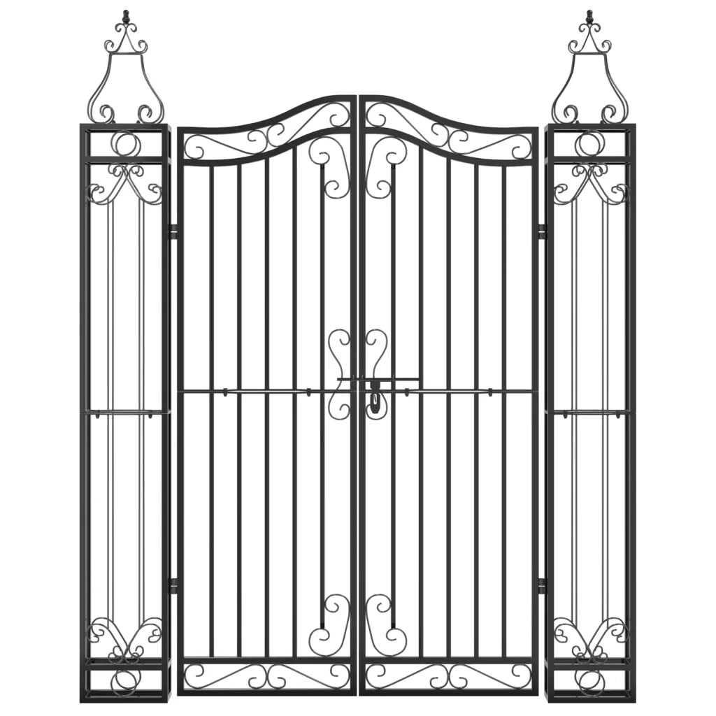 Cancello da Giardino Nero 121x8x150 cm in Ferro Battuto cod mxl 121226