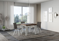 Tavolo Allungabile 90/246x90x77 cm Naxy Mix piano Noce gambe Bianco Frassino