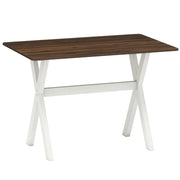 Tavolo da cucina in effetto legno con struttura a x e elegante superficie di 110 x 71 cm, Tavolino consolle con piano testurizzato Noce