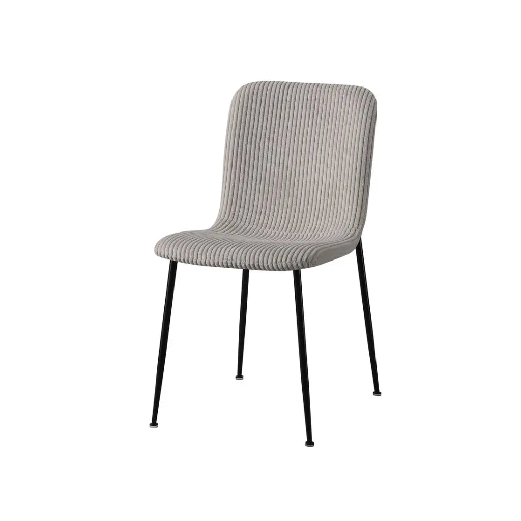 Sedia da pranzo CORDUROY – Velluto a coste grigio chiaro – Gambe in metallo nero – Stile design