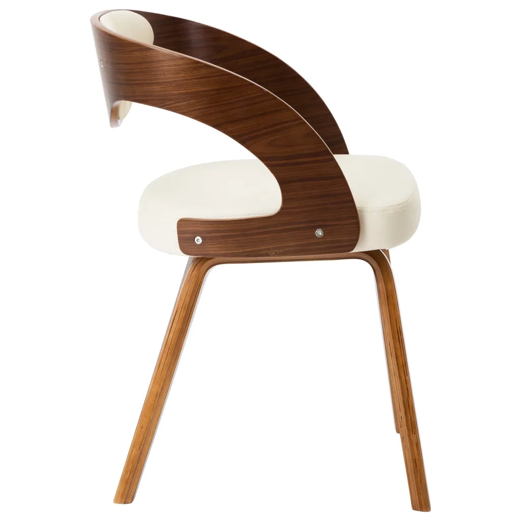 Sedie da Pranzo 2 pz in Legno Curvato e Similpelle Crema 283102