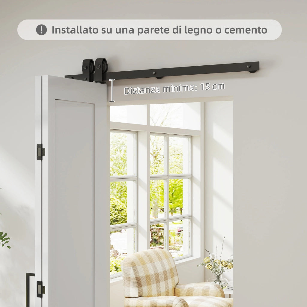 Porta Scorrevole a Libro 90x210 cm con Superficie Verniciabile in MDF e Carbonio Bianco