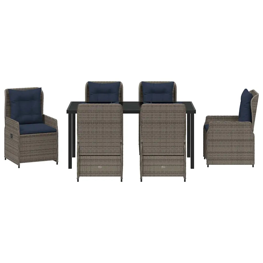 Set da Pranzo per Giardino 7 pcs Grigio Poly Rattan 3381034