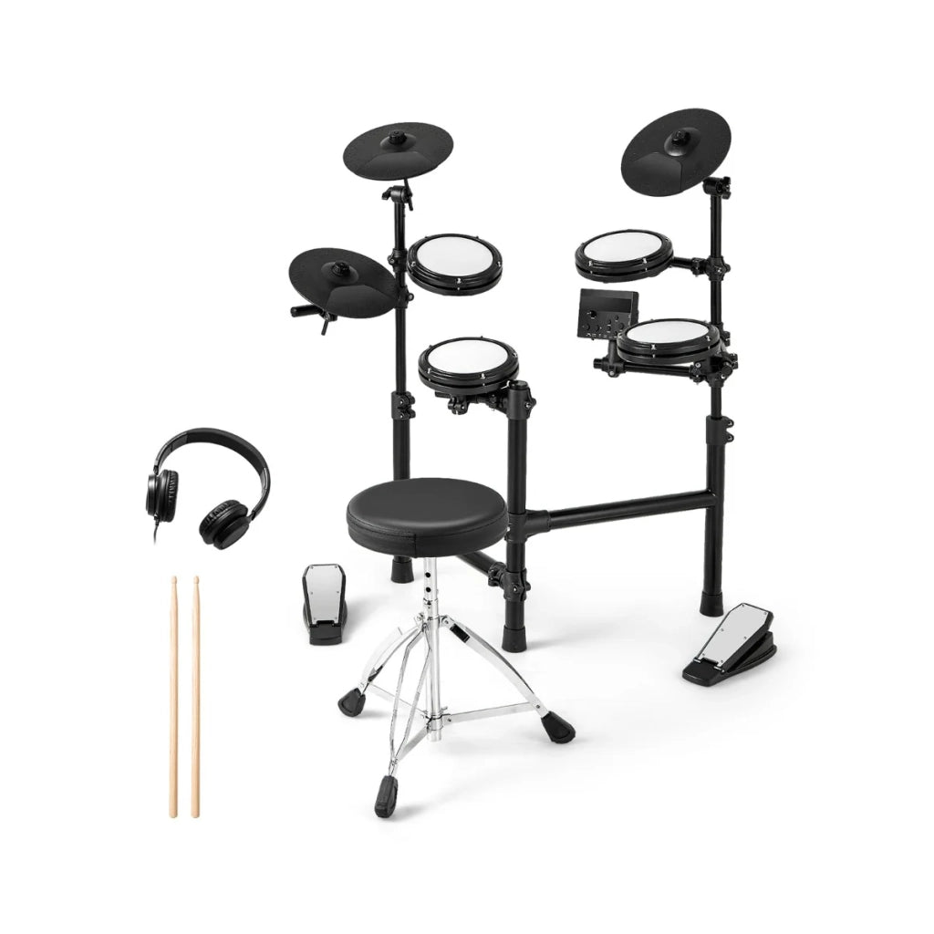 Batteria elettrica pieghevole 110 x 64 x 111 cm con cuscinetti in rete suono autentico e facile trasporto ABS bianco e nero 20_0018243