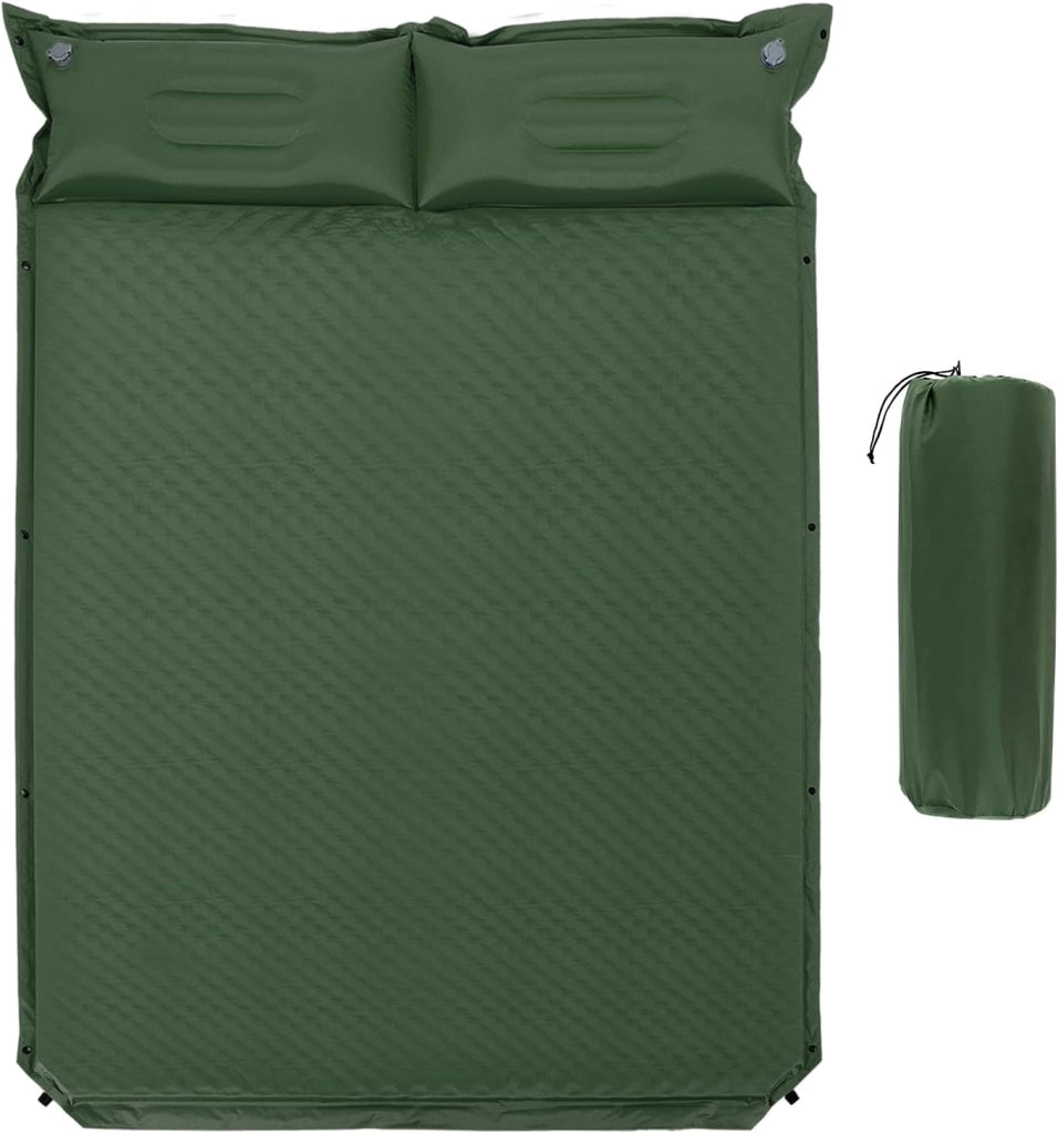 Doppio materassino autogonfiante, tappetino da campeggio con cuscino integrato e borsa per il trasporto, materasso ad aria per 2 persone, per campeggio, attività all'aperto, per viaggi, spiaggia