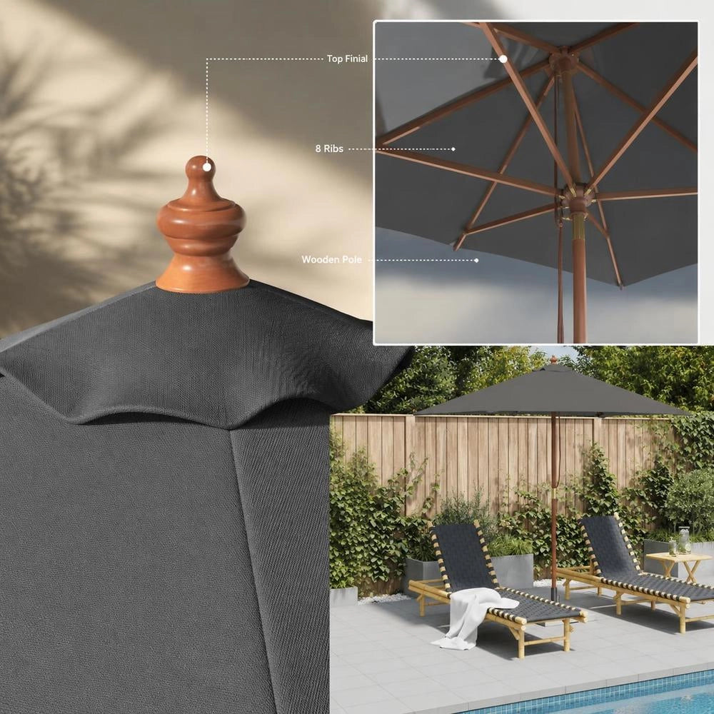 Parasol With Wooden Pole 150x200 Cm Anthracite