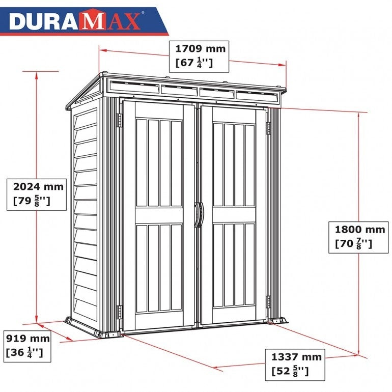 Casetta in PVC YardMate Pent PLUS 5'x3' Duramax Plus, 92 x 171 x 202 cm