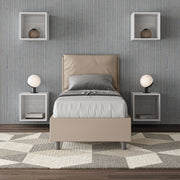 Letto singolo senza rete imbottito 80x190 similpelle tortora Antea